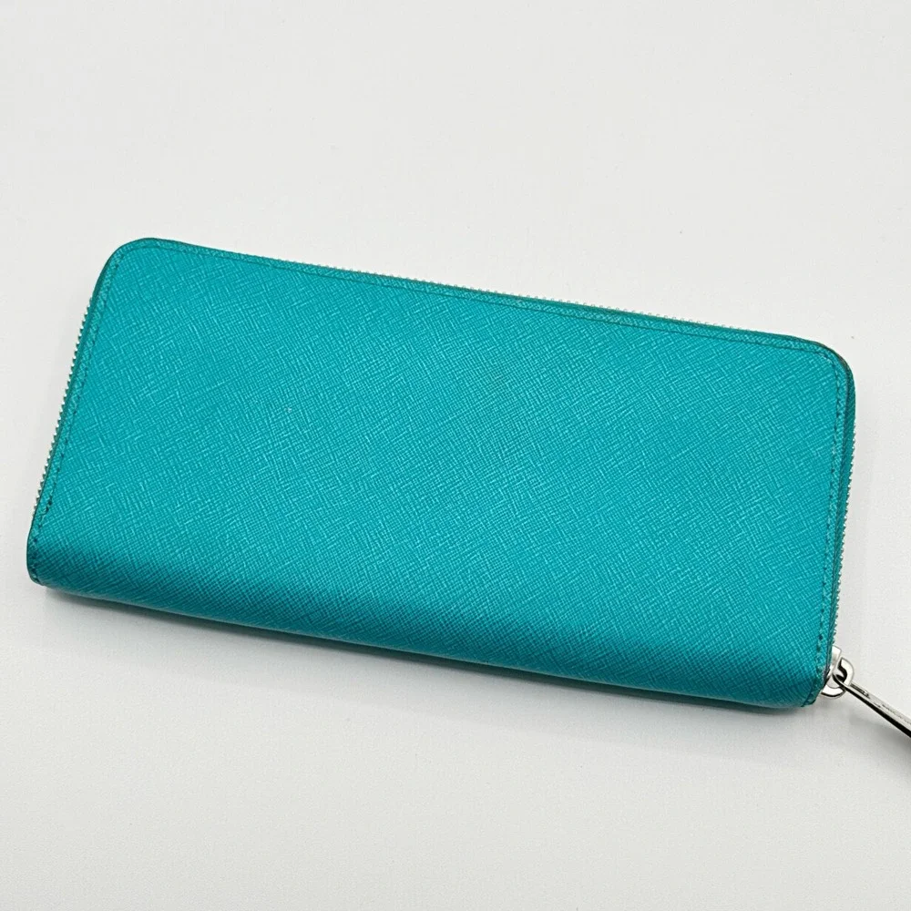 Michael Kors Jet Set Travel Continental Wallet Teal Saffiano Leather Zip Around